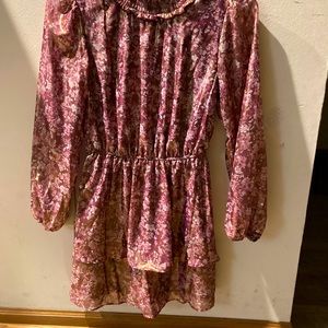 Crystal doll wine color shiny women dress size M new with puff sleeves